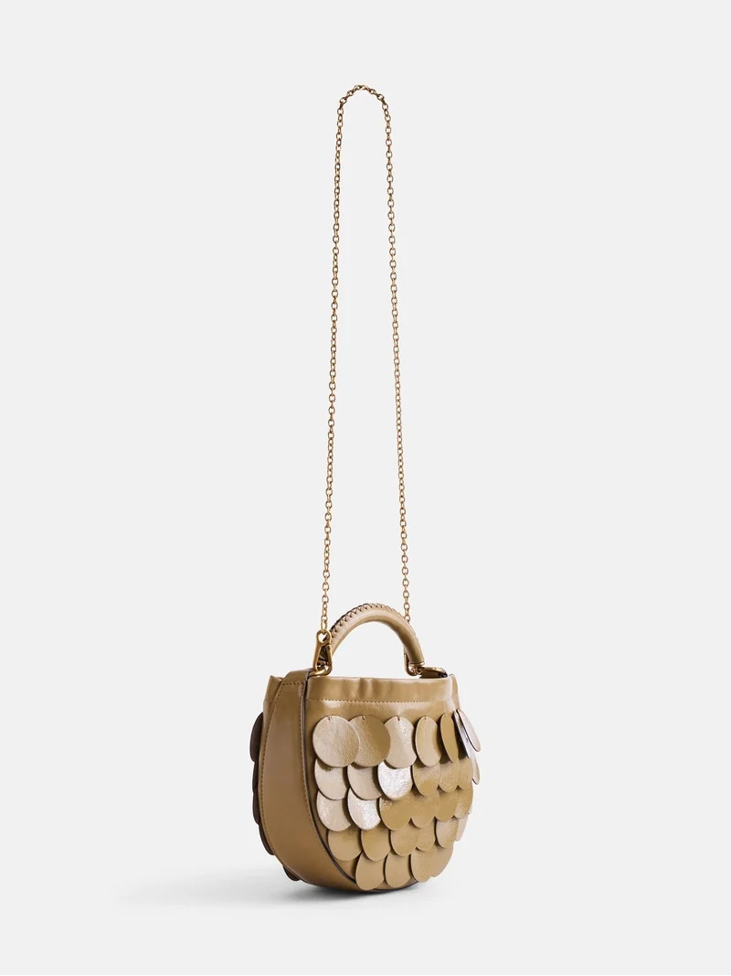 Scoop Women's Chain Top Handle Paillette Mini Handbag, Camel | Walmart (US)