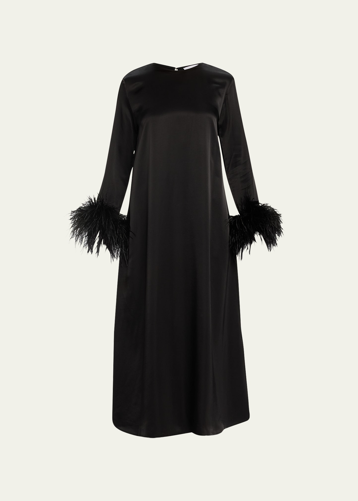 Sleeper Suzi Feather-Trim Long-Sleeve Maxi Nightgown | Bergdorf Goodman
