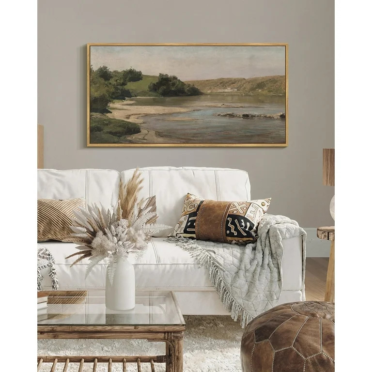 Drsoum Large 20x40in Natural Framed Vintage Landscape Mountain River Decor for Bedroom Office Hal... | Walmart (US)