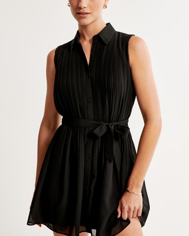 Pleated Mini Shirt Dress | Abercrombie & Fitch (US)