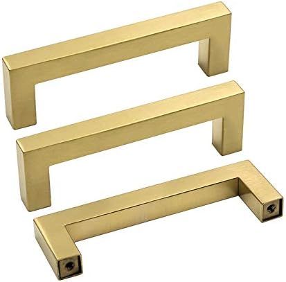 goldenwarm Gold Cabinet Pulls Brushed Brass Drawer Pulls 15 Pack - J12GD102 Gold 4inch Kitchen Ca... | Amazon (US)
