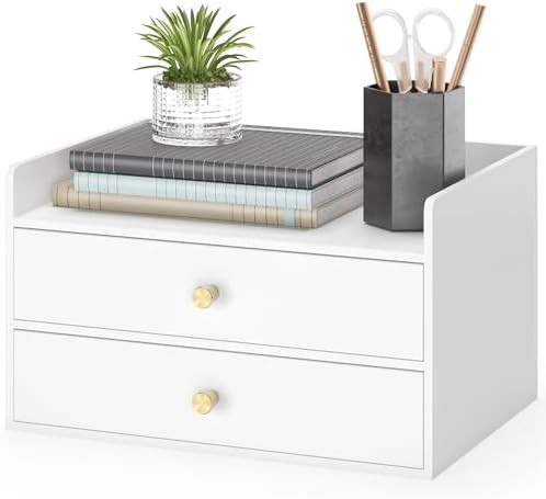 Bamboo Desk Organizer with Drawers Wooden Desktop Storage Drawers for Bills Office Supplies Kitch... | Amazon (US)