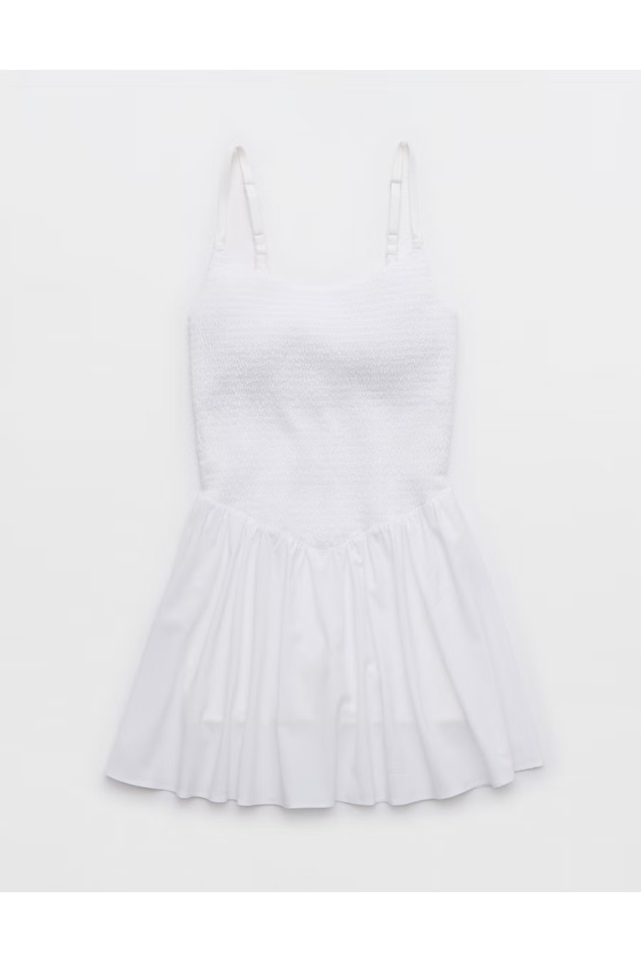 OFFLINE By Aerie Real Me Smocked Flowy Dress Women's White XXS | Aerie