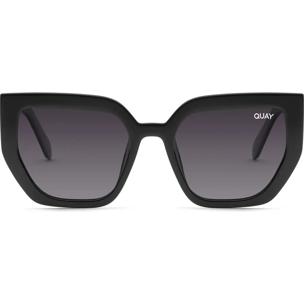 Quay Australia Contoured 45mm Polarized Cat Eye Sunglasses in Black/Smoke Polarized at Nordstrom | Nordstrom