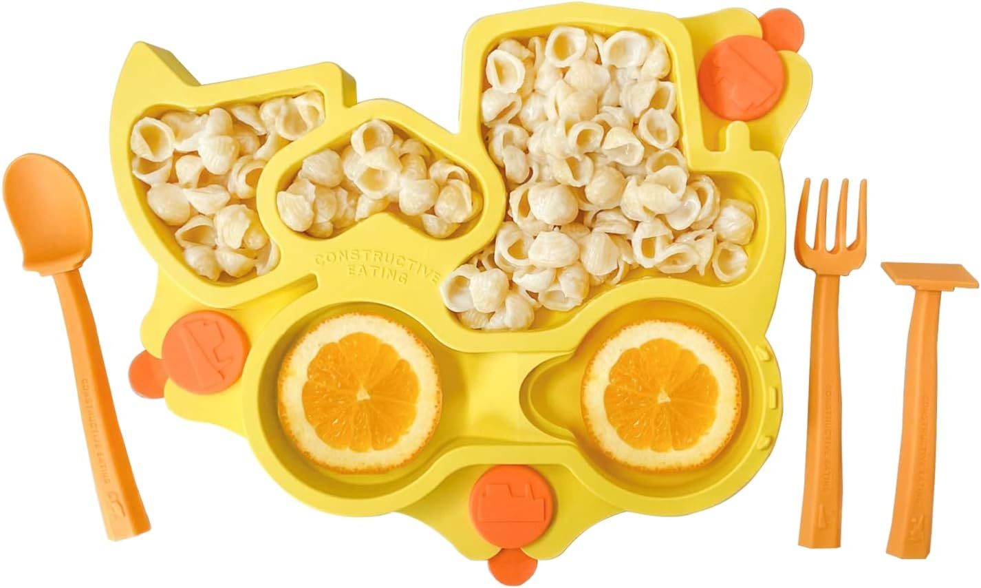 Constructive Eating Plate Made in USA | Constructive Baby | Kids Dinnerware Set, Yellow Truck Pla... | Amazon (US)