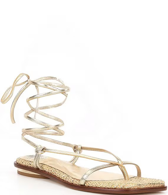 Antonio Melani x Style by Simkins Hampton Leather Ankle Wrap Flat Sandals | Dillard's | Dillard's