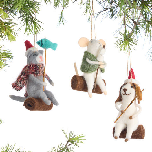 Wool Campfire Critter Ornaments Set of 3 by World Market | World Market