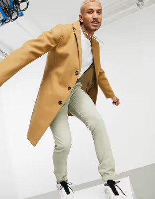 ASOS DESIGN unlined overcoat in camel | ASOS (Global)