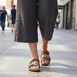 CUSHIONAIRE Lane Cork Footbed Womens Sandals Comfortable Double Buckle Slip On Sandals for Women ... | Amazon (US)