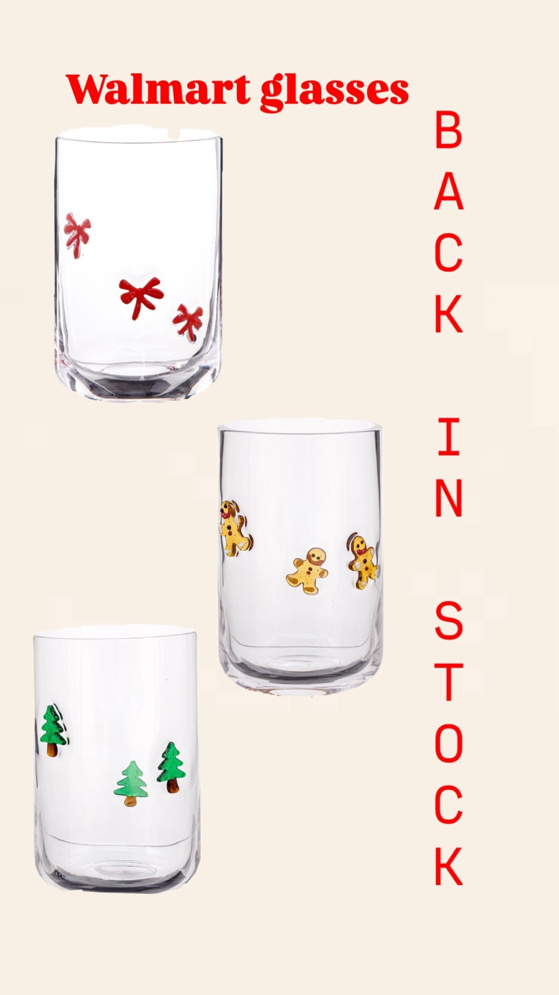 These Walmart glasses are SO cute & finally back in stock!! I grabbed the bows a little while back & now I’m def getting the Christmas ones 😍🎄 they’re a decent size & very nice for $6! 

#LTKmomlife #LTKHome #LTKHoliday