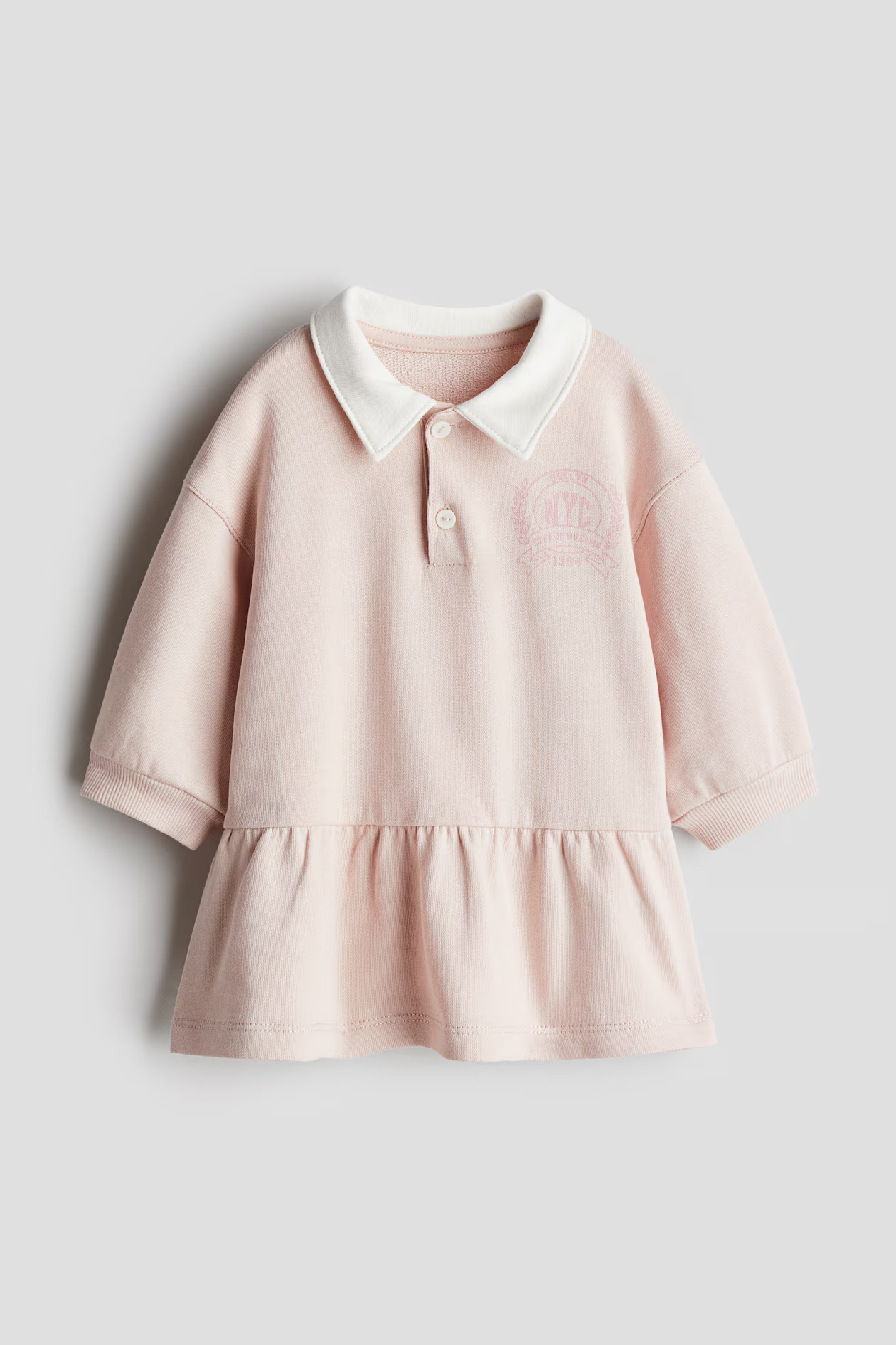Polo Dress - Long sleeve - Knee-length - Light pink/NYC - Kids | H&M US | H&M (US + CA)