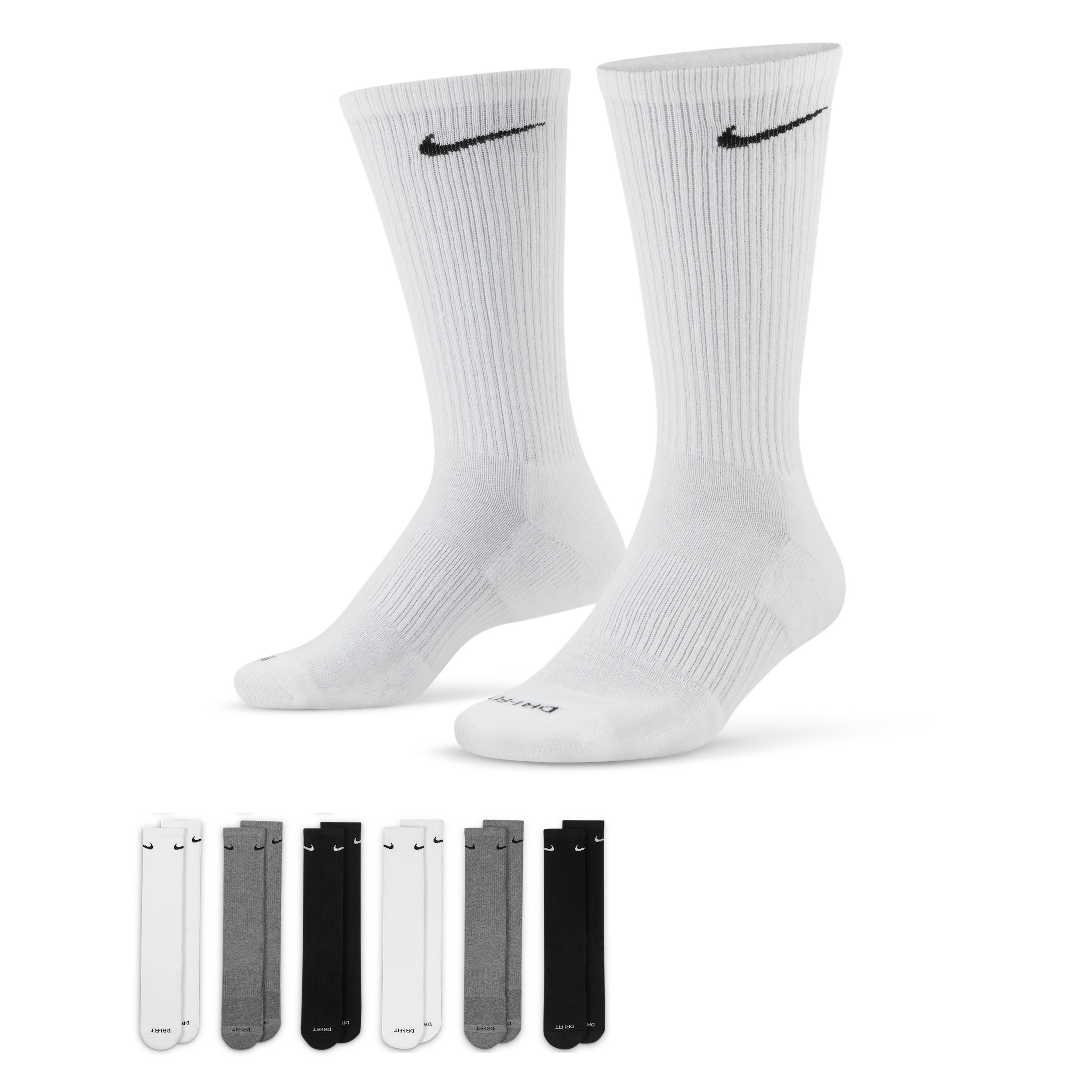 Nike Men's Everyday Plus Cushioned Training Crew Socks (6 Pairs) in Multicolor | SX6897-965 | Nike (US)