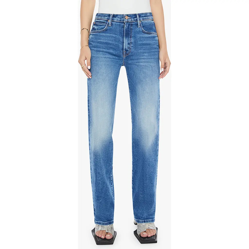MOTHER Lil Kick It High Waist Straight Leg Jeans in Bitchn at Nordstrom, Size 27P | Nordstrom