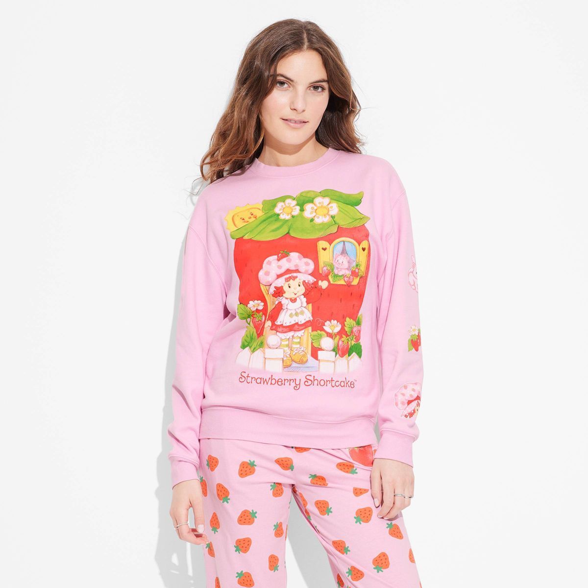 Women's Strawberry Shortcake Big Strawberry Graphic Sweatshirt - Pink | Target