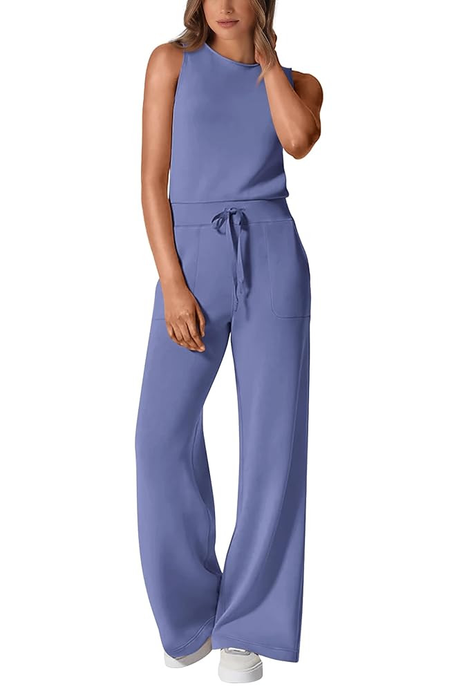PRETTYGARDEN Womens Jumpsuits Summer Casual One Piece Outfits Sleeveless Wide Leg Long Pants Romp... | Amazon (US)