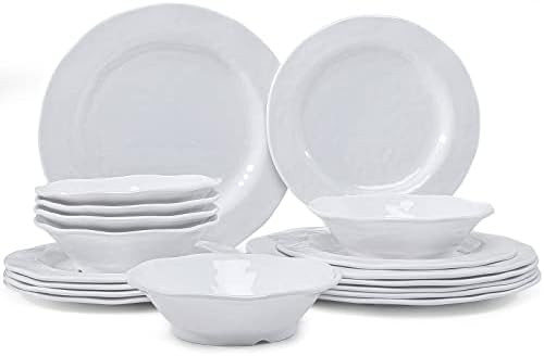 LEHAHA Basic White Melamine Dinnerware Sets, 18 Piece melamine dishes set, Service for 6, Plates ... | Amazon (US)