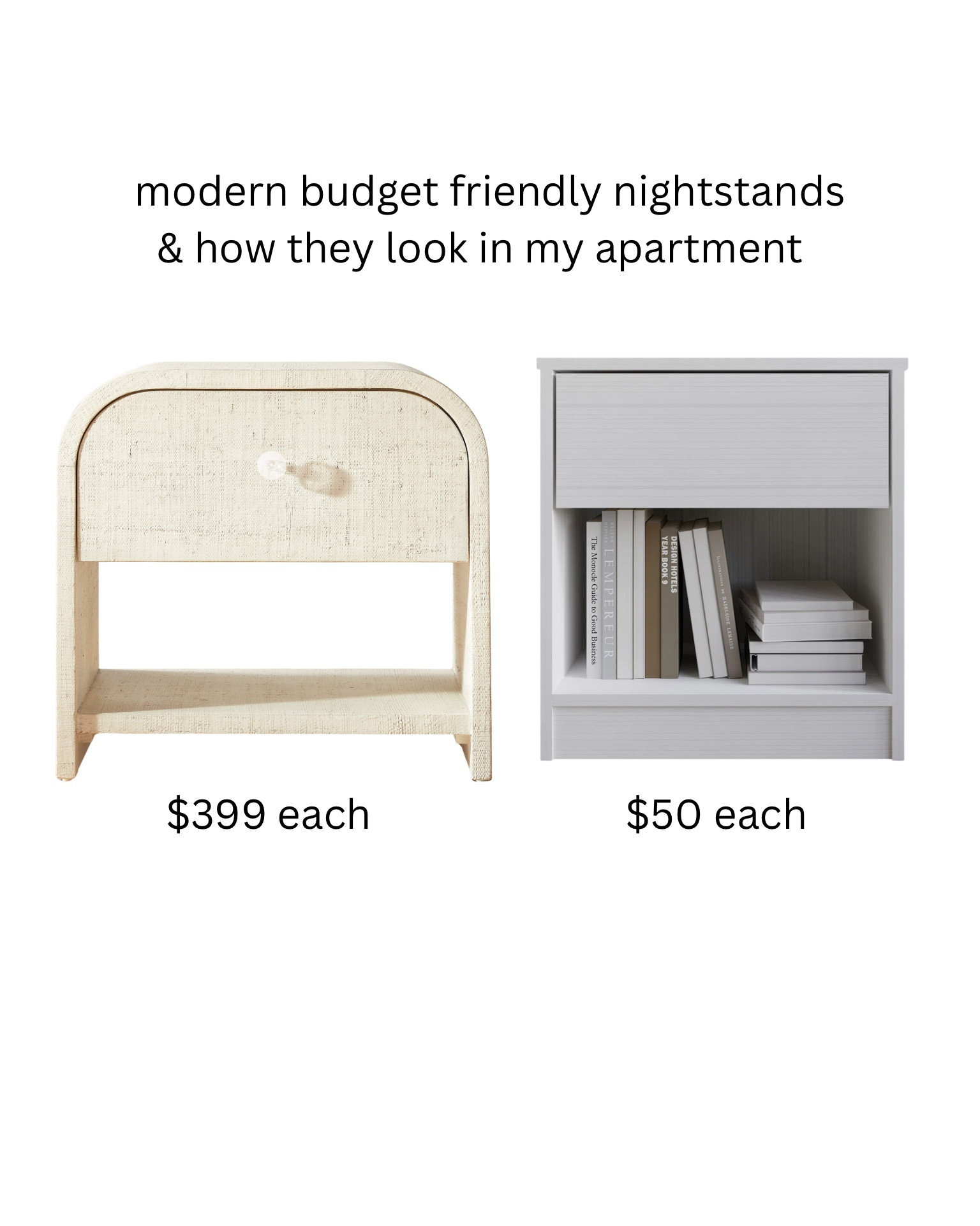 If you’re looking for a modern nightstand on a budget, these are 2 i’ve gotten & loved! One is $50 so super budget friendly & the other is $399- so mid range price! 
$50 one is decent quality, if you’re looking for something simple that will hold up and not break the bank, this is perfect! but if you’re looking for something with higher quality at a reasonable price tag, the $399 one is perfect! 
#budgethomefinds #budgethome #nightstand #homefinds #homedecor #bedroomdecor

#LTKHome