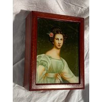 Estate Vintage Victorian Reverse Hand Painted Portrait Wood Box | Etsy (US)