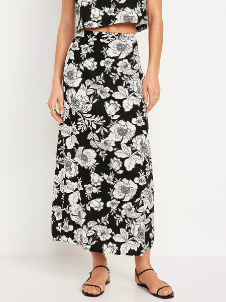 High-Waisted Linen-Blend Maxi Skirt | Old Navy (US)