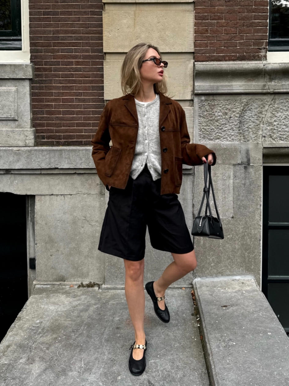 suede jacket and bermuda shorts fall outfit 

#LTKautumn #LTKeurope #FashionMonth