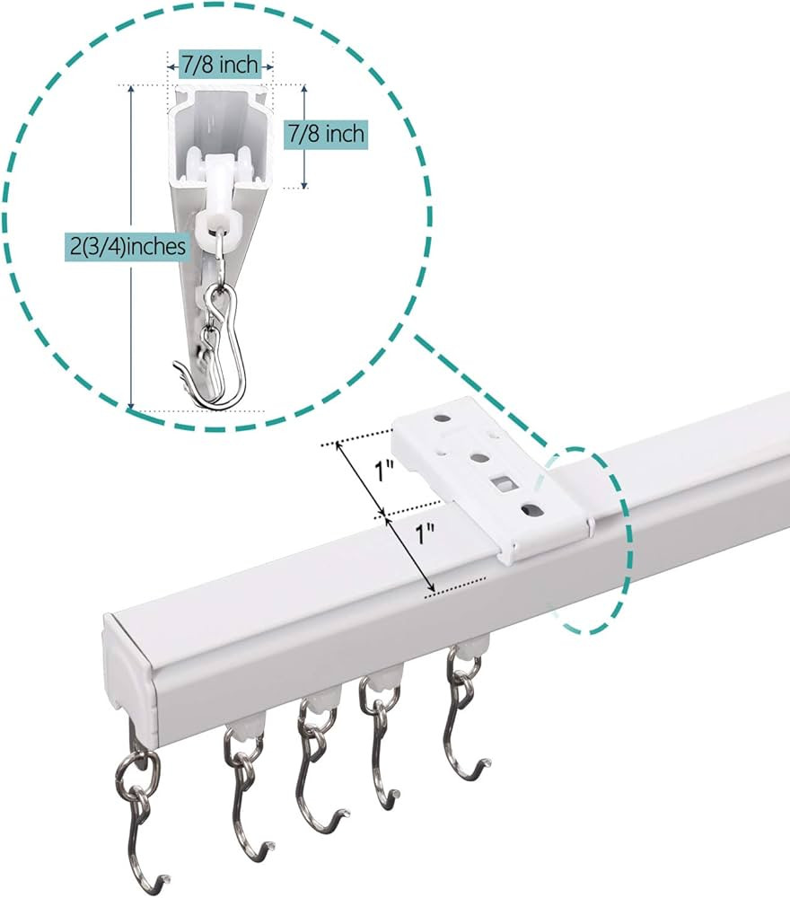 ChadMade Ceiling/Wall Mount Curtain Track Rod Set with Hooks, 6ft - 9ft Adjustable Length Window ... | Amazon (US)