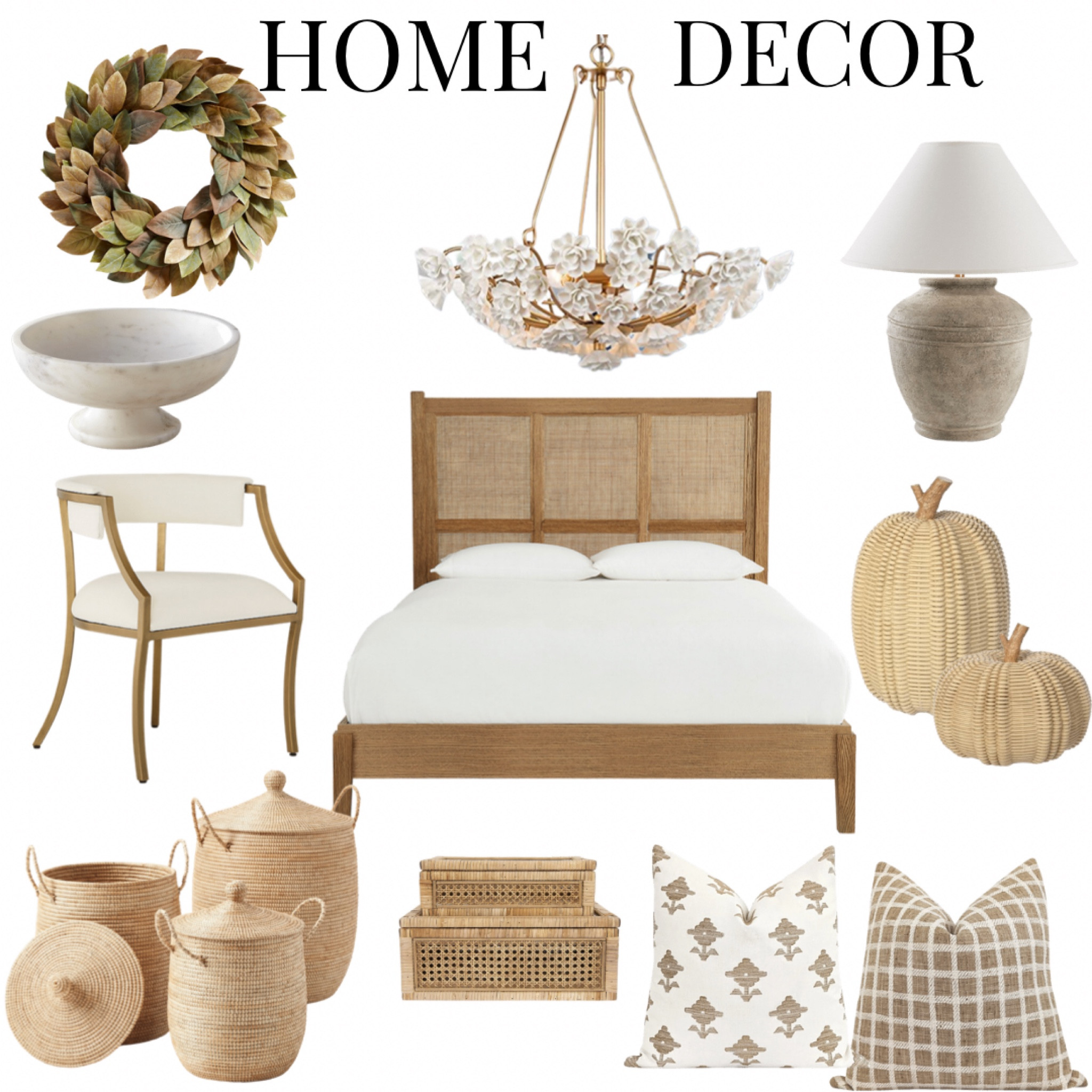 Home Decor, Beautiful Decorative Pieces
Woven/ Rattan Bed frame, Gorgeous Neutral Pillows, Elegant Accent Chair
Stunning Ceiling Lamp, Woven Baskets, Magnolia Wreath, Marble Decorative Bowl, Rattan Decorating Boxes!

HOME INSPIRATION



#LTKstyletip #LTKSale #LTKhome