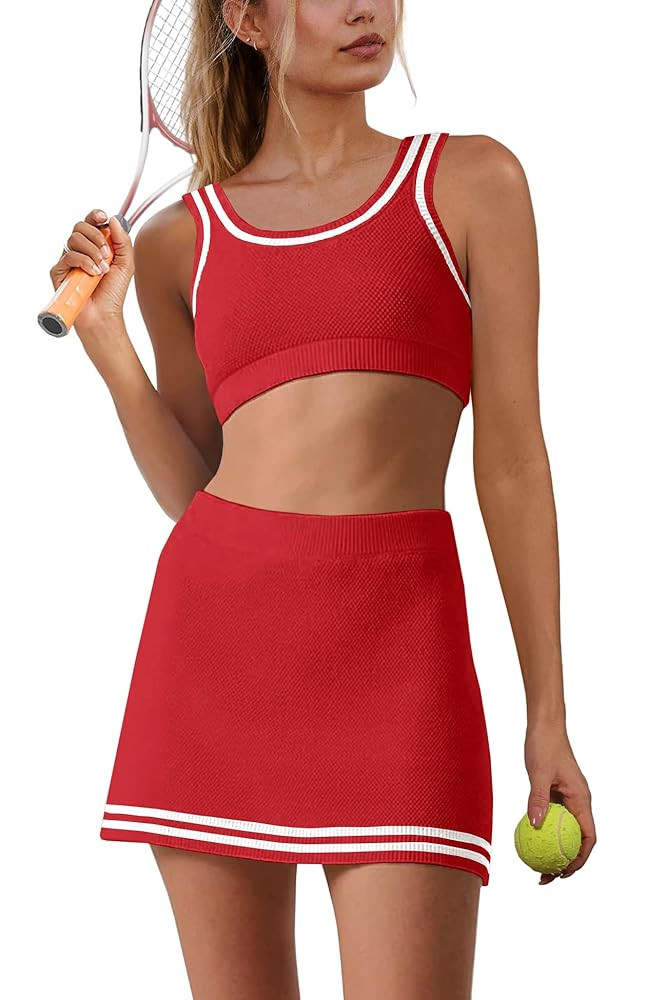 Nirovien Womens Workout Sets 2 Piece Tennis Skorts Sets Athletic Gym Golf Outfits Tank Top and Sk... | Amazon (US)