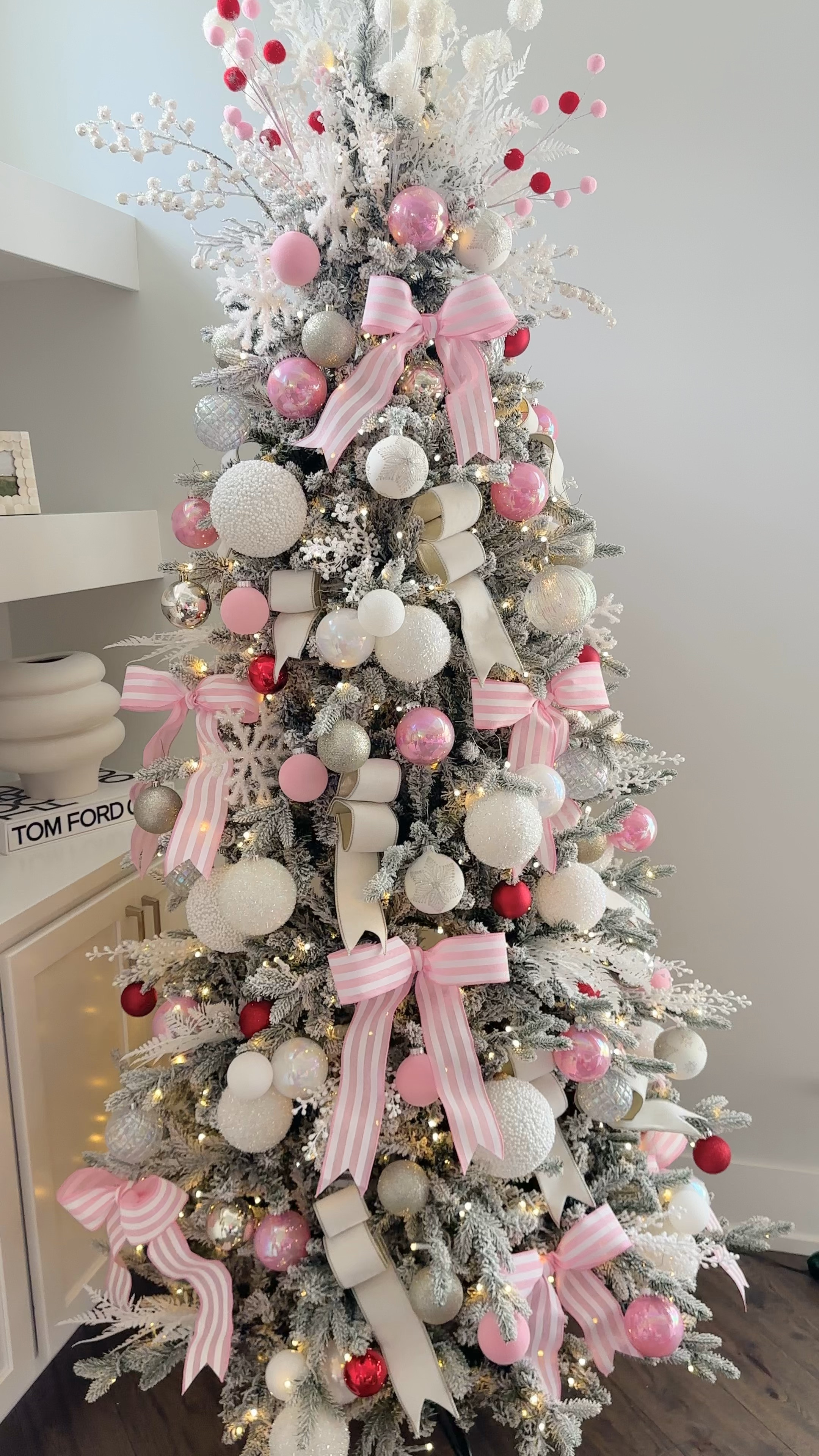 Red and pink Christmas tree ornaments 



#LTKHome #LTKHoliday #LTKSeasonal