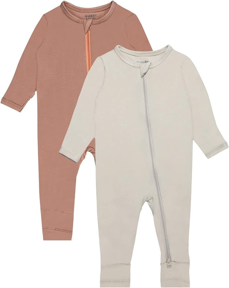 GUISBY Baby Footless Rompers, Rayon Pajamas 2 Way Zipper with Long Sleeve Sleeper | Amazon (US)