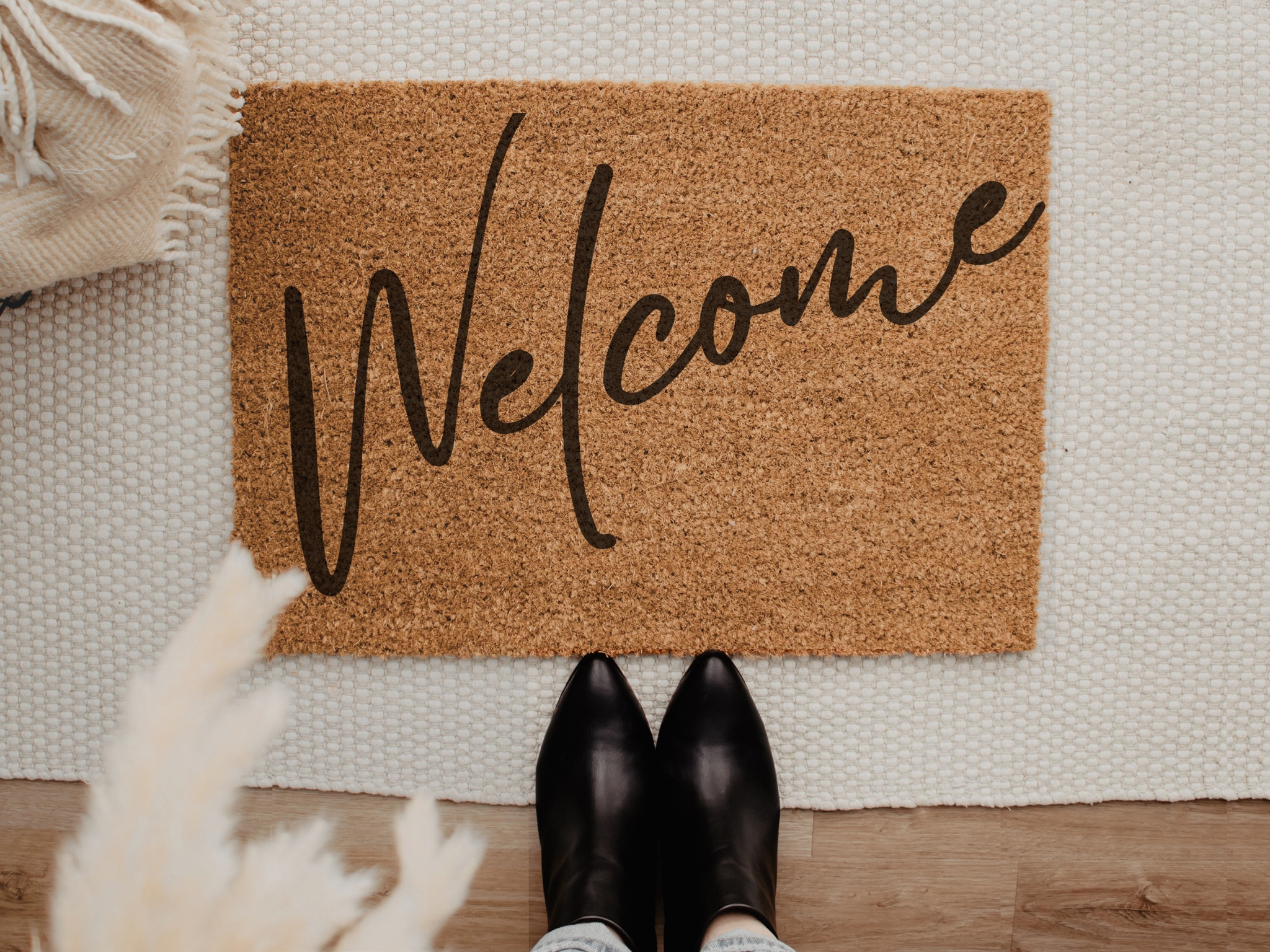 Welcome doormat that is simply beautiful! 
.
I love simple don’t you? You can the  add any layered rug underneath for added details 🤍

#LTKwinter #LTKstyletip #LTKsale
