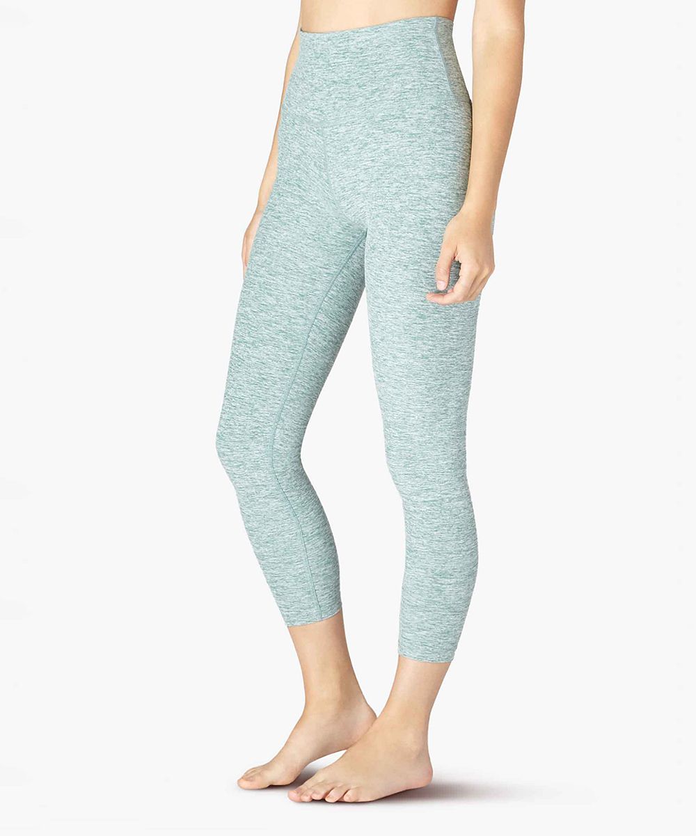 Beyond Yoga Women's Leggings TRUE - True Teal & White Variegated High-Waist Capri Leggings - Women | Zulily