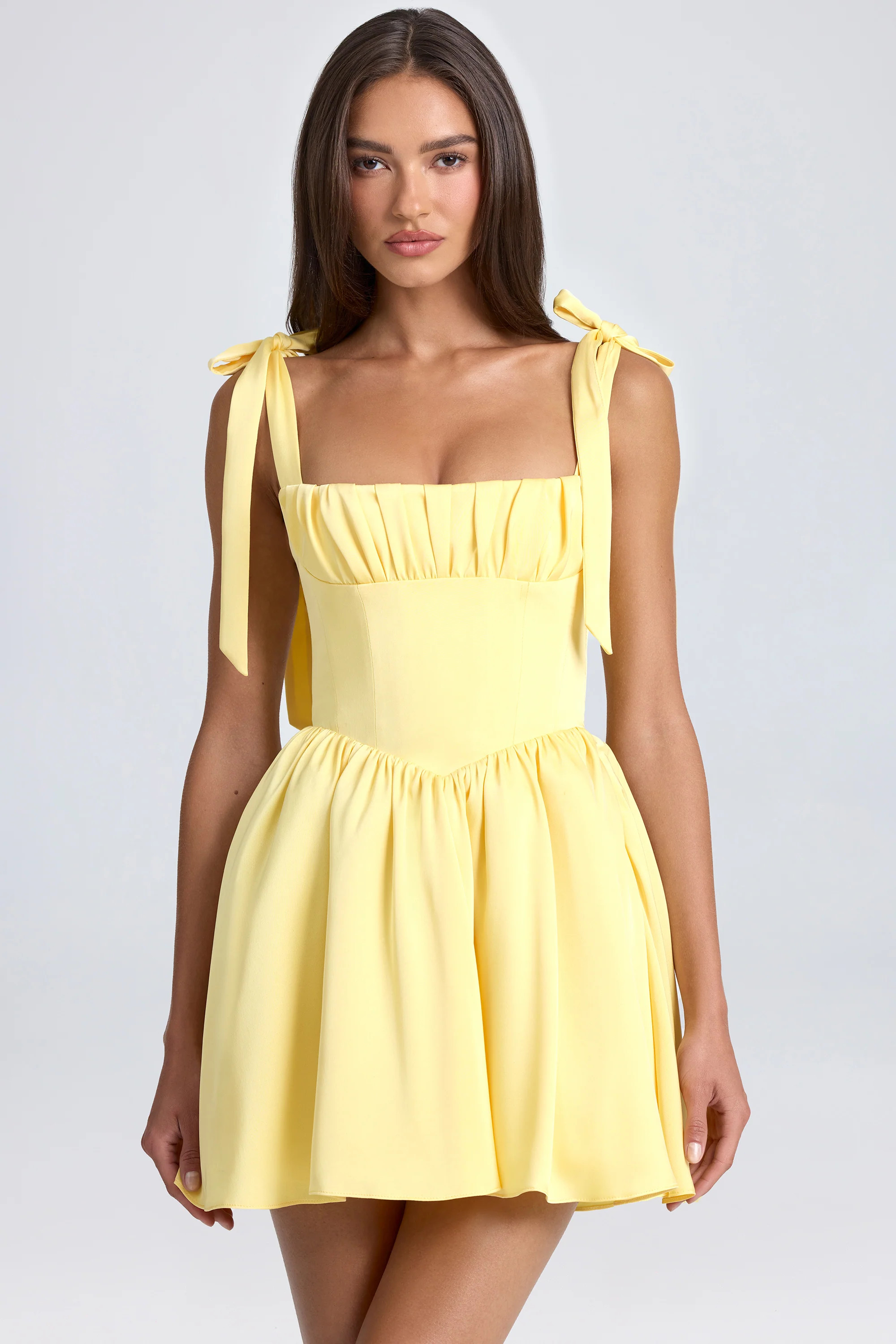 Draped Corset Mini Dress in Lemon Sherbet | Oh Polly