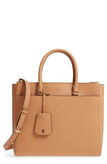 Tory Burch Robinson Double-Zip Leather Tote - Brown | Nordstrom
