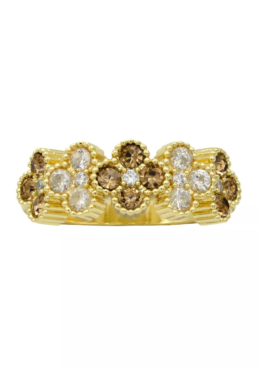 Champagne Cubic Zirconia Flower Band Ring | Belk