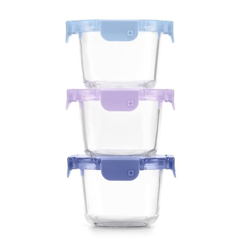 Ello Color Lock 2 Cup 6PC, 3 Pack Glass Meal Prep Sets Leak-Proof Glass Food Storage Containers with Airtight BPA-Free Plastic Lids, Dishwasher, Microwave, and Freezer Safe, Purple Rain | Amazon (US)
