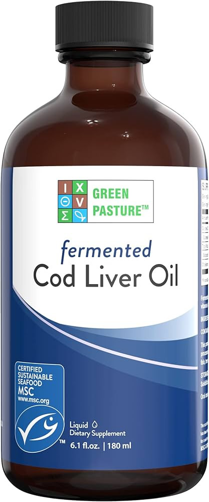 Green Pasture Fermented Cod Liver Oil Liquid, Unflavored, 6.1 Fl Oz | Amazon (US)