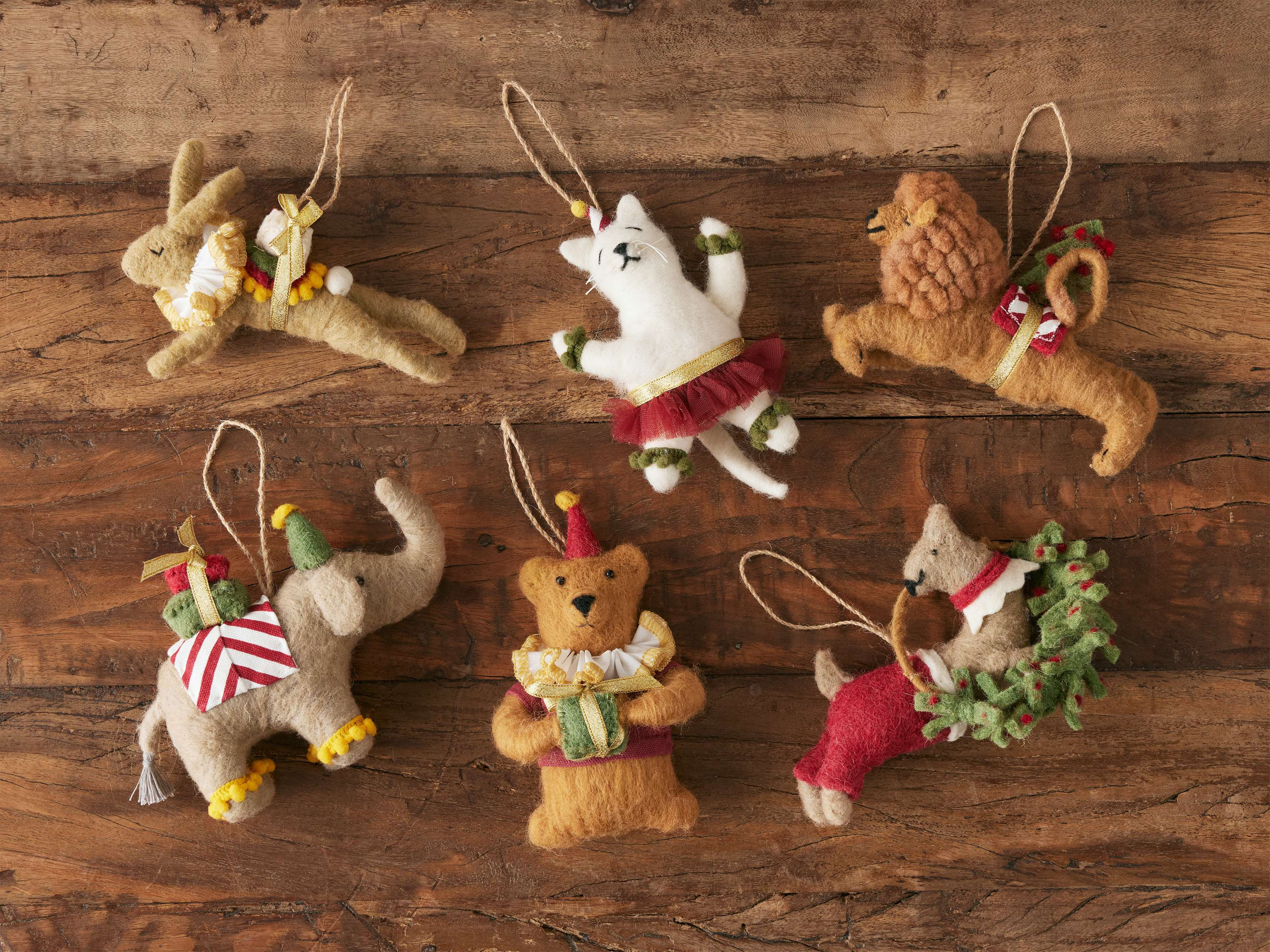 Felt Circus Animal Ornaments (Set of 6) | Arhaus