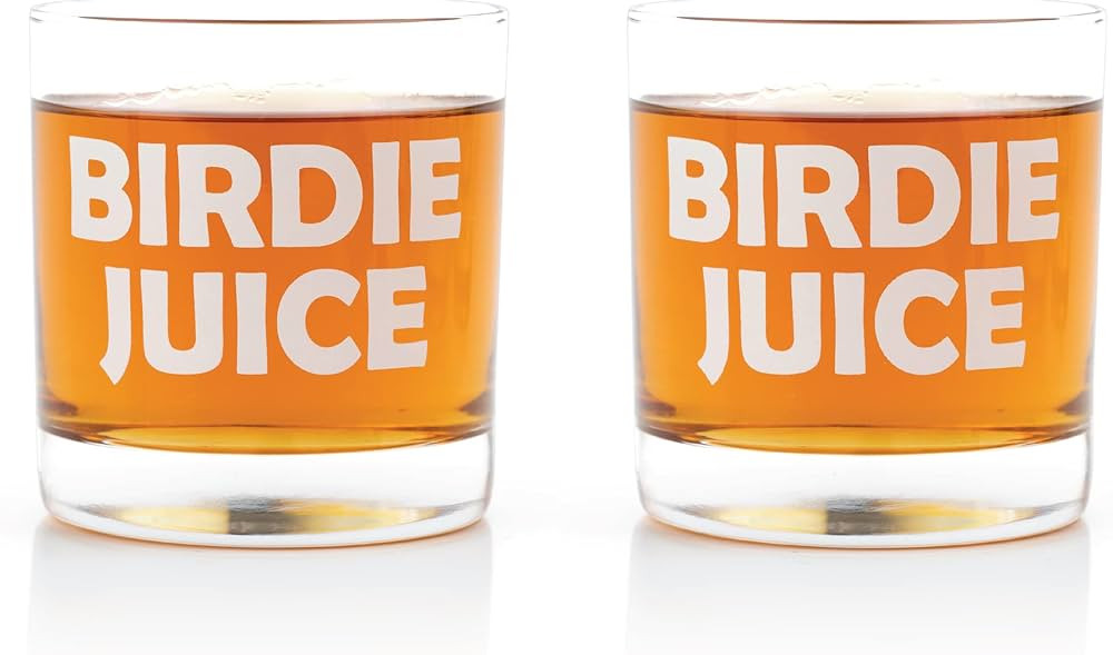 JEM GLASS Birdie Juice Golf Whiskey Glasses - Set Of 2 - Bright White Dishwasher Safe Print With ... | Amazon (US)