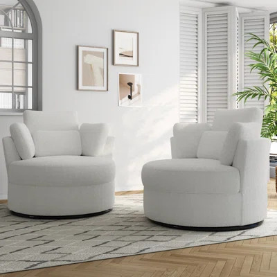 Upholstered Swivel Lounge Armchair With Pillow(Set of 2) | Wayfair North America