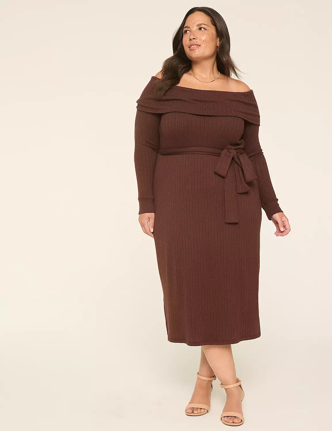 Off-The-Shoulder Sweater Midi Dress | LaneBryant | Lane Bryant (US)