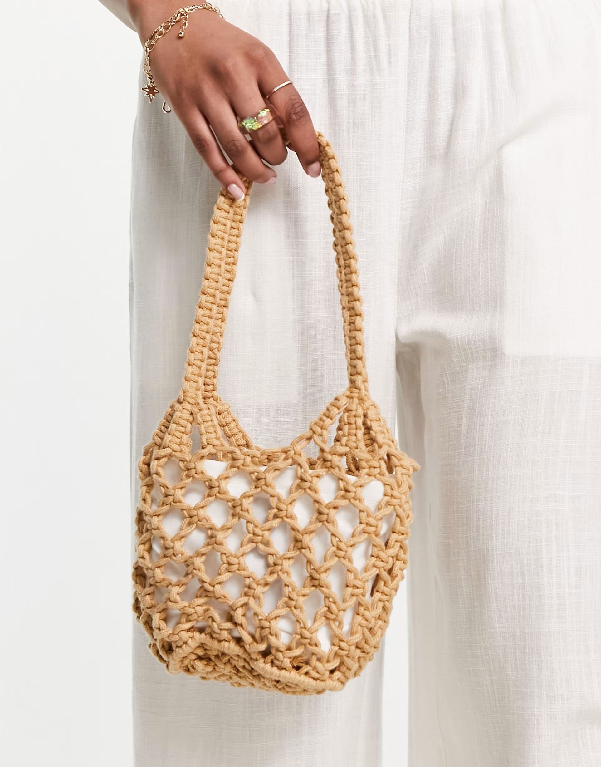 Reclaimed Vintage mini woven shoulder bag in tan | ASOS (Global)