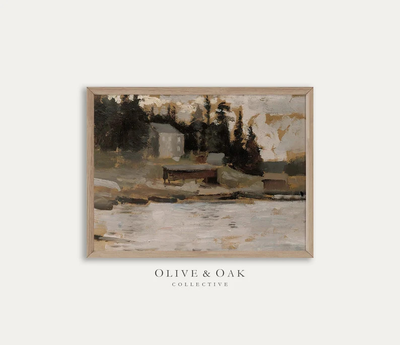 Rustic Landscape Painting / Earth Tone Abstract Painting / Cabin Decor PRINTABLE / #428 | Etsy (US)