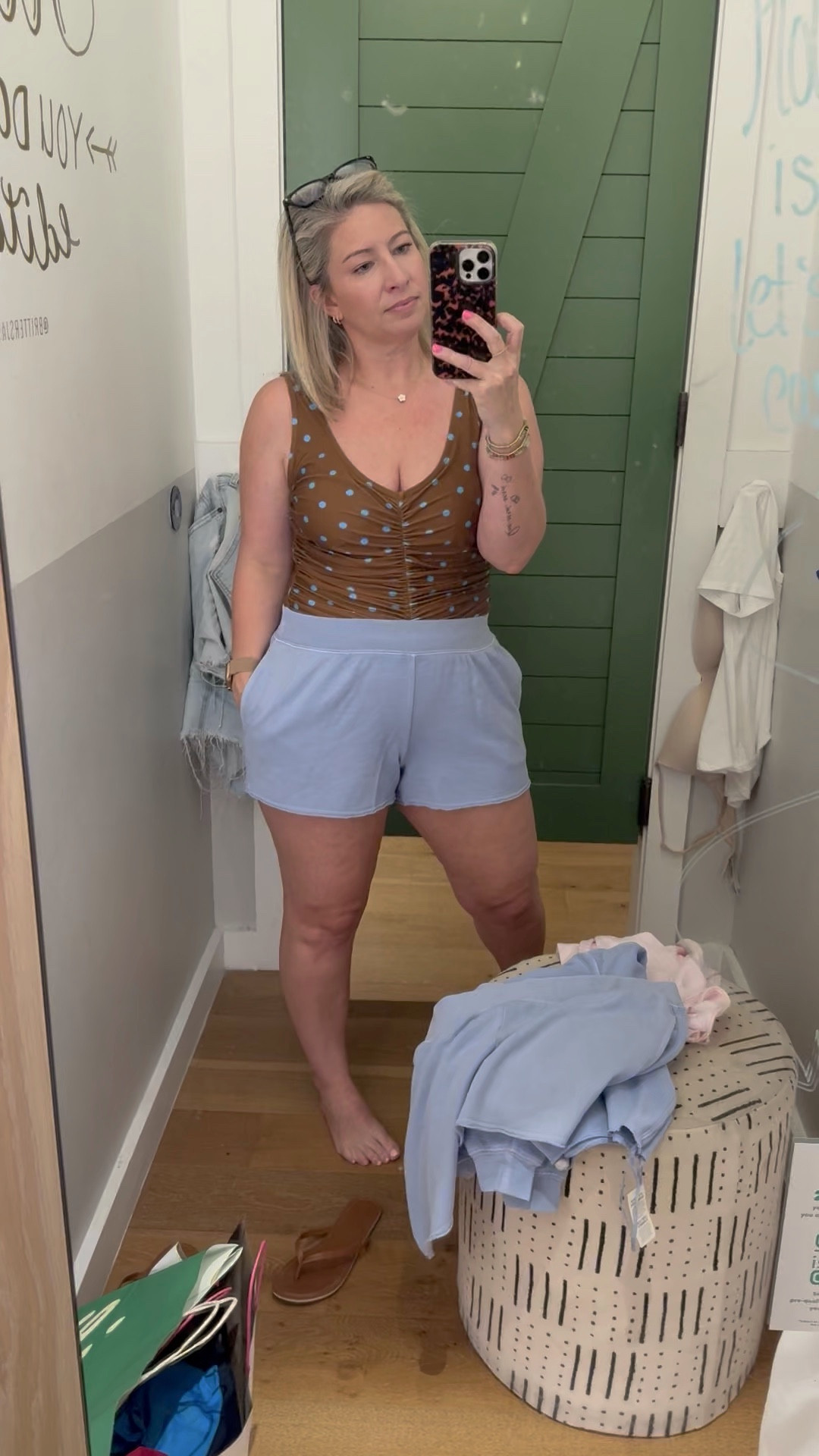 Such a fun day trying on summer pieces. 

Wearing a medium in the bottoms and a large in the swimsuit but ordered a medium. 

#LTKootd #LTKOver40 #LTKSeasonal