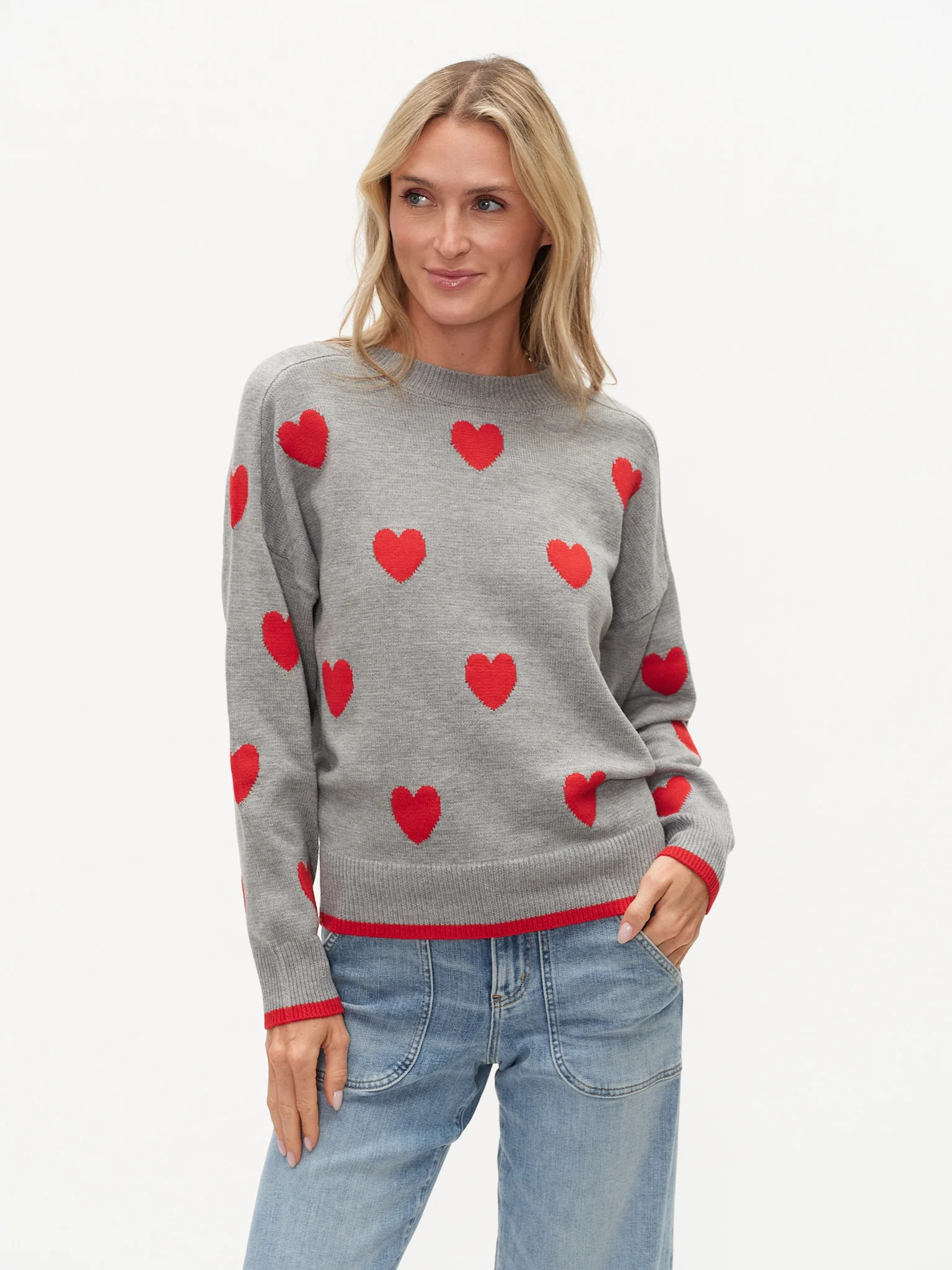 valentina sweater [heather grey/red] | Six Fifty Clothing