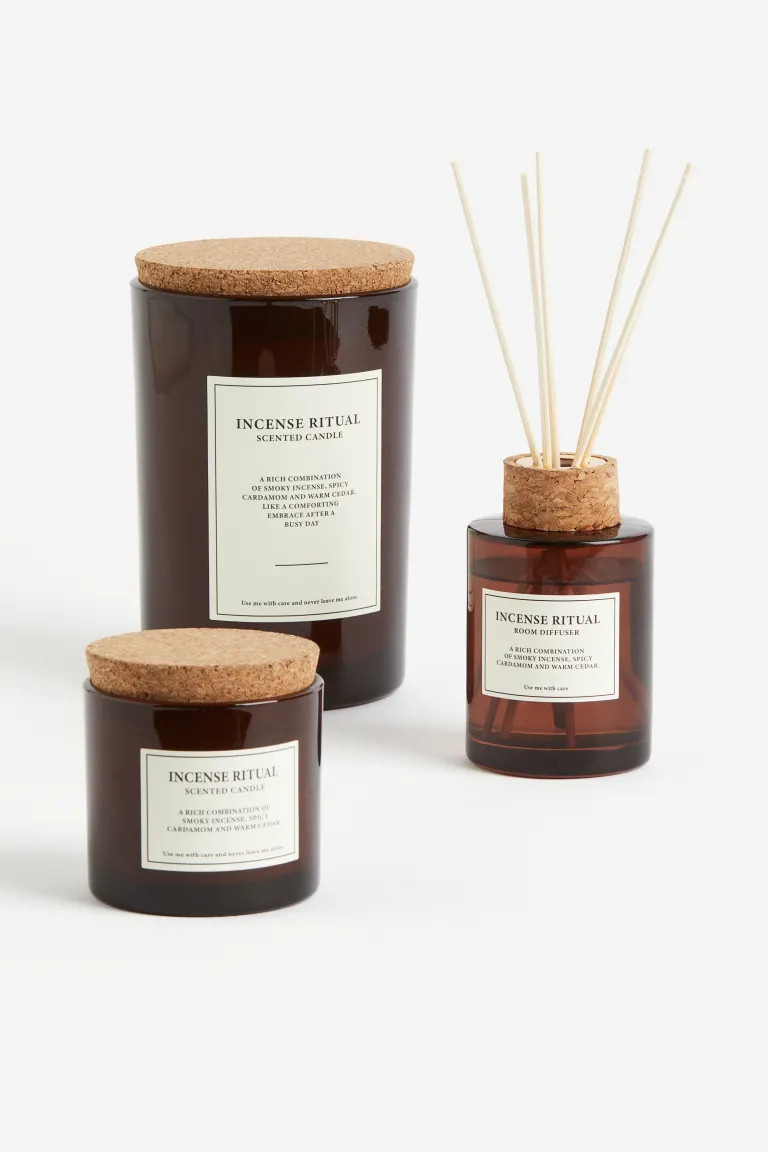 Cork-lid Scented Candle - Brown/Incense Ritual - Home All | H&M US | H&M (US + CA)