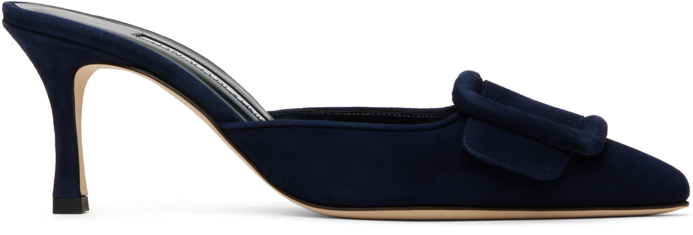 Manolo Blahnik Navy Maysale Mules | SSENSE