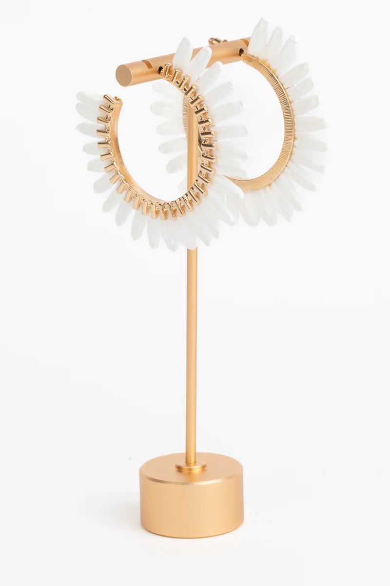 Betsy Hoop Earrings- White | Avara