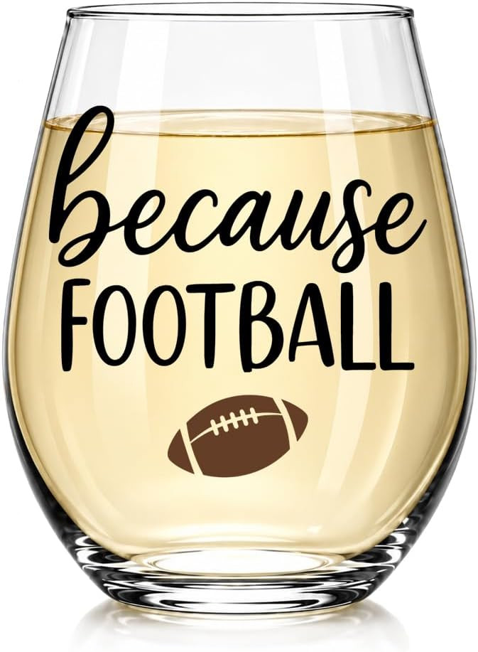 Because Football Fall Stemless Wine Glass Coach Football Lover Gifts | Amazon (US)