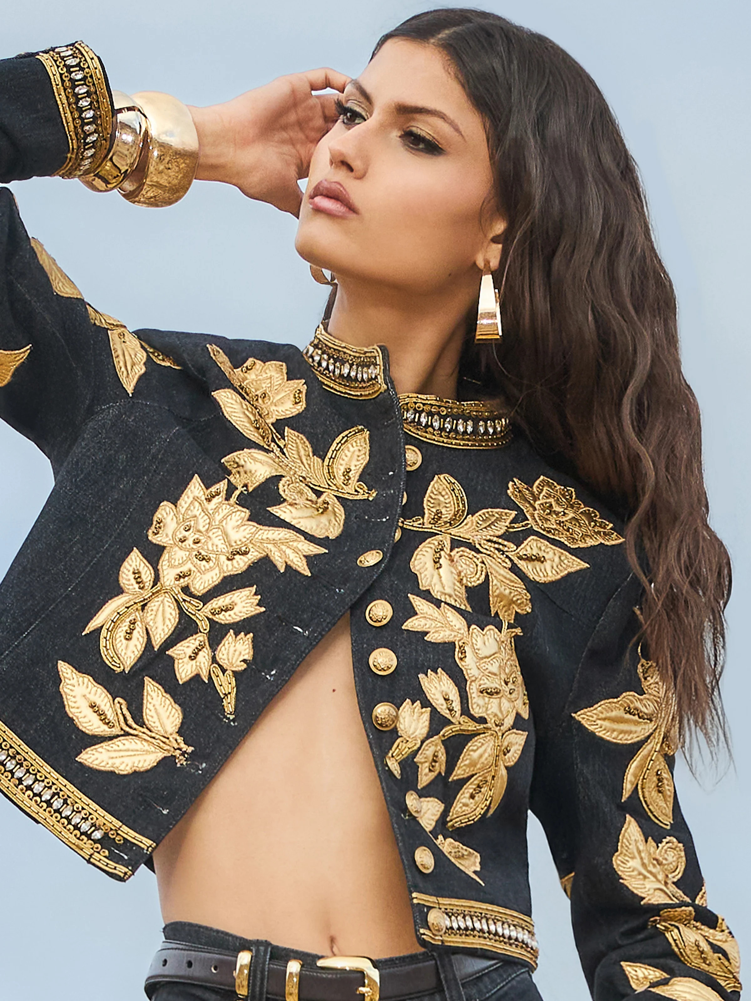 alice + olivia EMERSON DENIM MILITARY JACKET | Alice + Olivia
