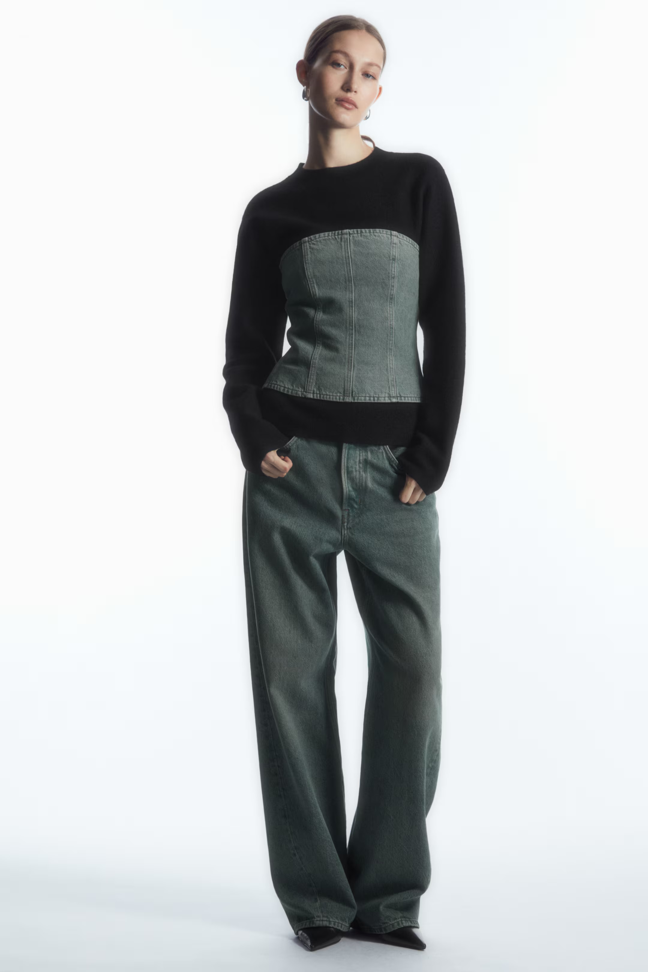 DENIM BUSTIER - Sleeveless - Regular length - BLUE - Ladies | H&M GB | H&M (UK, MY, IN, SG, PH, TW, HK)